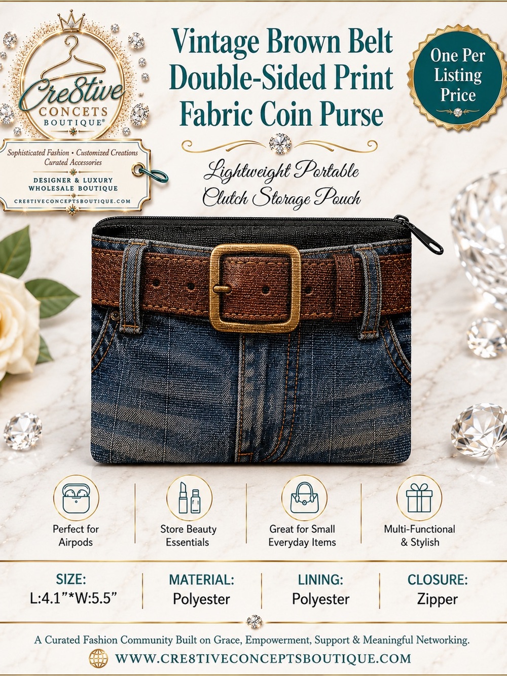 Vintage Brown Belt Double-Sided Print